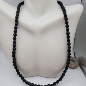 Grandma's crystal beaded black‎ onyx estate necklace